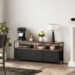 Meuble tv 108cm - meubles de salon avec bande led - 3 tiroirs et 2 �tag�res - style vintage - cadre en ...