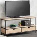 Idmarket meuble tv 113 cm detroit 2 tiroirs design industriel