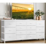Meuble tv 14 tiroirs en tissu 160 x 35 x 75 cm console tv pour chambre entr�e salon support tv jusqu?� ...