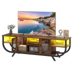 Meuble tv 140 cm avec �clairage led et �tag�res ouvertes balconera - convient aux t�l�viseurs jusqu� ...