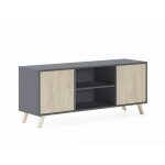 Meuble tv 140 salon wind couleur gris anthracite - chne 140x40x57cm rf616