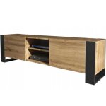 Meuble tv 160 cm lovy chene avec pieds noir - style industriel