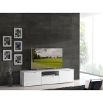 Meuble tv 170 cm blanc laqu� 2 portes 1 tiroir - pure meubletmoi
