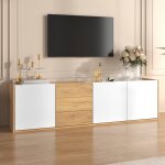 Meuble tv 170 cm suspendu pour salon meuble de rangement avec multi - espace table tv avec 3 tiroirs ...