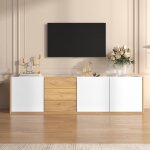 Meuble tv 175 * 35 * 47 cm avec 3 tiroirs et 3 portes peut �tre fix� au mur ou pos� au sol convient pour ...