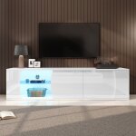 Meuble tv 180 * 40 * 45 cm meuble tv de salon avec 3 portes et lumi�res led convient pour un t�l�viseur ...