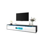 Meuble tv 180 x 35 x 30 cm bas moderne mural / sol led 16 couleurs 4 modes mdf & panneaux noir / blanc ...