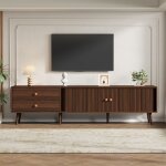 Meuble tv 180cm - becag - armoire tv avec 2 tiroirs et 2 portes - meuble de salon - 180x40x46. 5cm - ...