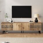 Meuble tv 180x40x55cmlowboard en couleur bois originale 8 casiers de rangement s�par�s adapt� � t�l�vision ...
