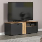 Meuble tv 2 portes 1 tiroir dcor chne et anthracite - liam