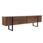 Calicosy - meuble tv 2 portes abattantes l180 cm - serenity - noyer / noir