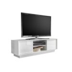 Meuble tv 2 portes collection cream coloris blanc laqu brillant idal pour votre salon tendance et moderne ...