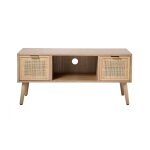 Calicosy - meuble tv 2 tiroirs faades rotin l100 cm - miya - bois clair