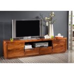 Meuble tv 200x45cm - bois massif de palissandre laqu� - duke #123