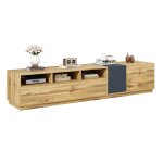 Meuble tv avec 3 niches ouvertes meuble tv bas design contemporain panneaux de particules bois et gris ...