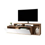Meuble tv 50 pouces 2 abattants blanc et ch�taignier l 164 h 46. 5 p 37. 5 cm - l 164 x l 37. 5 x h 46. ...