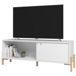 Meuble tv 65 pouces blanc 1 porte coulissante 2 niches - l 140 x l 35 x h 49. 5 cm Meuble tv 65 pouces blanc 1 porte coulissante 2 niches - l 140 x l 35 x h 49. 5 cm