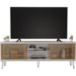 Meuble tv 72 pouces 180 cm blanc chêne persiennes - caemmum - meubles d appoint - sejour Meuble tv 72 pouces 180 cm blanc chêne persiennes - caemmum - meubles d appoint - sejour