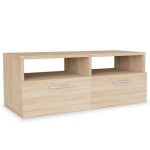 Meuble tv agglomr chne - men - 95 x 35 x 36 cm - 2 tagres - 2 armoires