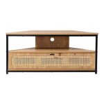 Calicosy - meuble tv dangle 1 porte avec cannage rotin l100 cm - jaya - bois clair
