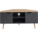 Meuble tv d'angle - bata - gamme lyna - noir et effet chne - l 115 x p 55 x h 53, 5 cm
