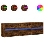 Meuble tv - ashata - bk3307930 - chne fum - 180x34x50 cm - led rgb - tiroirs