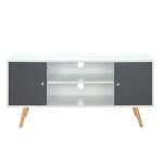 Meuble tv - baïta - gamme babette - blanc et gris - l 116 x p 395 x h 535 cm Meuble tv - baïta - gamme babette - blanc et gris - l 116 x p 395 x h 535 cm