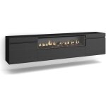 Meuble tv, banc tl, 200x35x45cm, pour les tv jusqu' 80 , feu lectrique, suspendu, mural, noir, rf2189 ...