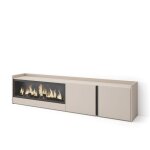 Meuble tv banc t�l� 212x35x50cm pour les tv jusqu� 80 chemin�e �lectrique xxl beige rf4519