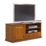 Meuble tv bar merisier 60 pouces 4 niches roulettes l 134. 9 h 58. 7 p 46. 5 cm - l 134. 9 x l 46. 5 ...
