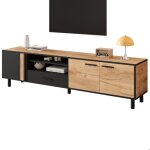 Meuble tv bas 180 cm noir aspect bois console tv avec 3 armoires et 1 tiroir convient pour t�l�viseurs ...