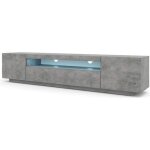 Meuble tv bas 200 cm - bb loisir - commode tv hi - fi table b�ton concrete - gris - contemporain - design ...