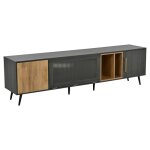 Meuble tv meuble tv bas 200x40x555 cm bois avec rangement - moderne et �l�gant mdf gris effet ch�ne