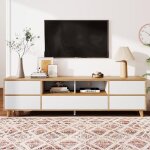 Meuble tv bas meuble tv avec 5 portes et 2 compartiments ouverts support tv 175x37x51cm buffet style ...