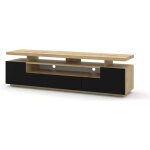 Meuble tv bas eva 180 cm avec double plateau de table et commode hifi (chêne artisan / noir mat) Meuble tv bas eva 180 cm avec double plateau de table et commode hifi (chêne artisan / noir mat)