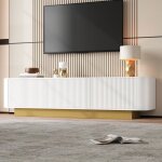 Meuble tv bas moderne avec rangement et passe - c�bles design arrondi fa�ade textur�e console tv salon ...