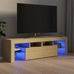 Meuble tv bas sur pieds scandinave - table basse multifonction - avec lumires led chne sonoma 140x35x40 ...