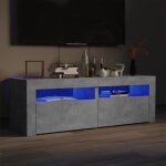 Meuble tv bas sur pieds scandinave - table basse multifonction - avec lumires led gris bton 120x35x40 ...