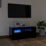 Meuble tv bas sur pieds scandinave - table basse multifonction - avec lumires led noir 90x35x40 cm440 ...