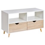 Homcom - meuble tv - bois - 99x39x58cm - blanc