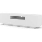 Meuble tv bas universel aura 150 cm buffet hi - fi  suspendre ou  poser blanc mat sans led