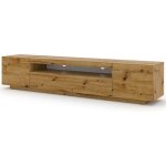 Meuble tv bas universel aura 200 cm � suspendre ou � poser ch�ne artisan sans led