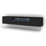Meuble tv bas universel aura 200 cm � suspendre ou � poser sous meuble tv - buffet hi - fi - noir mat ...