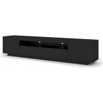 Meuble tv bas universel aura 200 cm  suspendre ou  poser sous meuble tv - buffet hi - fi - noir mat ...