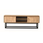 Meuble tv - belinda - noir / pin - 46 x 192 x 15 cm