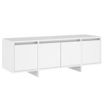 Meuble tv - blanc - 120x30x405 cm - bois dingénierie - 4 portes - salon Meuble tv - blanc - 120x30x405 cm - bois dingénierie - 4 portes - salon
