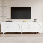 Meuble tv blanc avec 4 portes meuble t�l� meuble de rangement table television salon meubles de salon ...