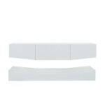 Meuble tv blanc double niveau avec �clairage led finition uv brillant meuble tv moderne salon mural et ...