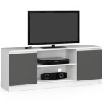 Meuble tv - blanc - gris graphite - 140 cm - design lgant - 2 armoires - montage facile banc tv table ...