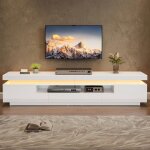 Meuble tv blanc laqu� avec led 16 couleurs 2 porte 1 tiroirs160 cm pour t�l�viseur jusqu� 70 pouces design ...